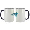 Accent Sublimation Blank Ceramic Mug - White w/Blue Rim and Handle - 11 oz Thumbnail