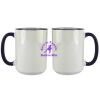 Accent Sublimation Blank Ceramic Mug - White w/Blue Rim and Handle - 11 oz Thumbnail