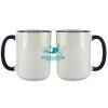 Accent Sublimation Blank Ceramic Mug - White w/Blue Rim and Handle - 11 oz Thumbnail