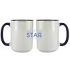 Accent Sublimation Blank Ceramic Mug - White w/Blue Rim and Handle - 11 oz Thumbnail