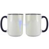 Accent Sublimation Blank Ceramic Mug - White w/Blue Rim and Handle - 11 oz Thumbnail