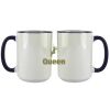 Accent Sublimation Blank Ceramic Mug - White w/Blue Rim and Handle - 11 oz Thumbnail