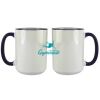 Accent Sublimation Blank Ceramic Mug - White w/Blue Rim and Handle - 11 oz Thumbnail