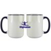 Accent Sublimation Blank Ceramic Mug - White w/Blue Rim and Handle - 11 oz Thumbnail