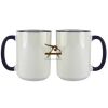 Accent Sublimation Blank Ceramic Mug - White w/Blue Rim and Handle - 11 oz Thumbnail