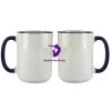 Accent Sublimation Blank Ceramic Mug - White w/Blue Rim and Handle - 11 oz Thumbnail