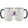 Accent Sublimation Blank Ceramic Mug - White w/Blue Rim and Handle - 11 oz Thumbnail