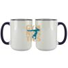 Accent Sublimation Blank Ceramic Mug - White w/Blue Rim and Handle - 11 oz Thumbnail
