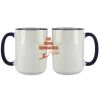 Accent Sublimation Blank Ceramic Mug - White w/Blue Rim and Handle - 11 oz Thumbnail