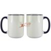 Accent Sublimation Blank Ceramic Mug - White w/Blue Rim and Handle - 11 oz Thumbnail