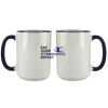 Accent Sublimation Blank Ceramic Mug - White w/Blue Rim and Handle - 11 oz Thumbnail
